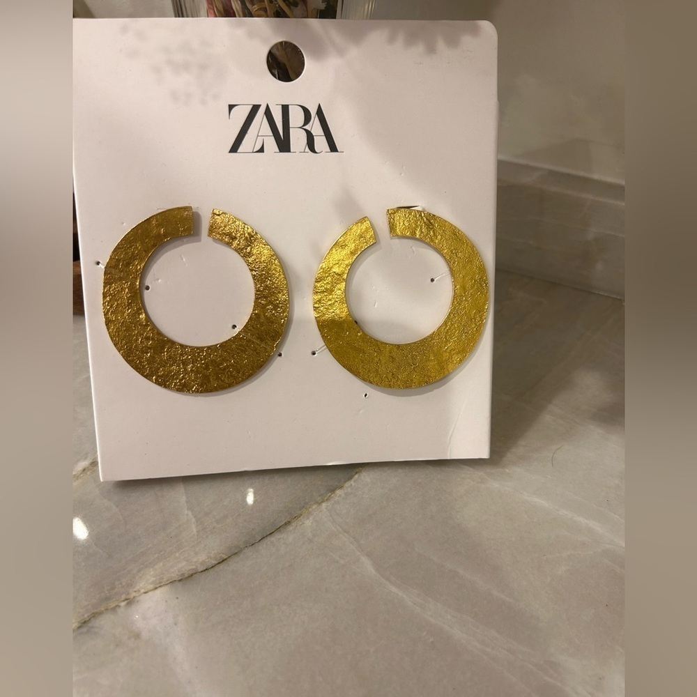 Zara Oversized Flat Hoop Earrings NWT
